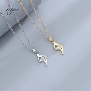 S925 Dancing Girl Zircon Pendant Necklace for Female