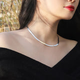 S925 Sterling Silver Necklace Flat Snake Bone Chain