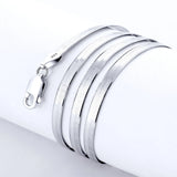 S925 Sterling Silver Necklace Flat Snake Bone Chain