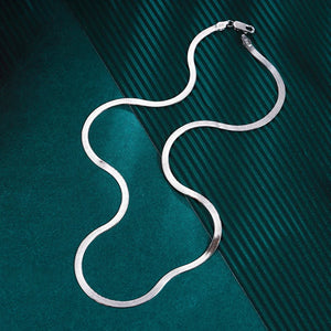 S925 Sterling Silver Necklace Flat Snake Bone Chain