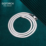S925 Sterling Silver Necklace Flat Snake Bone Chain