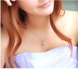 S925 Sterling Silver Necklace Crystal Zircon Lucky Clover Pendant