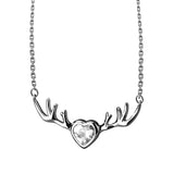 S925 Sterling Silver Necklace Deer Christmas Pendant Necklace Colorful