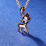 S925 Deer Christmas Pendant Necklace Women's Holiday Gift