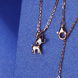 S925 Deer Christmas Pendant Necklace Women's Holiday Gift