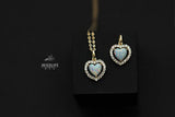 S925 Silver Necklace Opal Stone Love Pendant Female