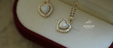 S925 Silver Necklace Opal Stone Love Pendant Female
