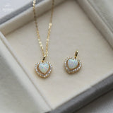 S925 Silver Necklace Opal Stone Love Pendant Female