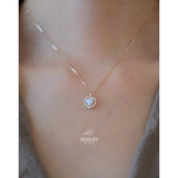 S925 Silver Necklace Opal Stone Love Pendant Female