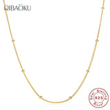 S925 Silver Bead Collar Chain Brief Style Jewelry for Women