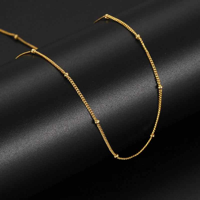 S925 Silver Bead Collar Chain Brief Style Jewelry for Women