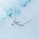 S925 Silver Necklace Fresh Diamond Leaf Leaf Clavicle Chain