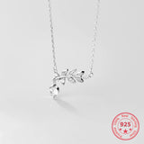 S925 Silver Necklace Fresh Diamond Leaf Leaf Clavicle Chain