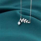 S925 Silver Necklace Fresh Diamond Leaf Leaf Clavicle Chain