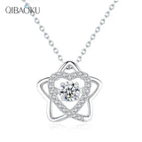 S925 Silver Necklace Pentagram Pendant Beating Heart Moissanite Jewelry