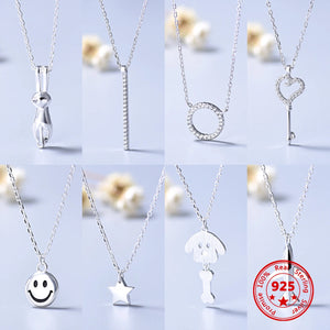 925 Silver Necklace Zircon Pendants Neck Chain Accessory