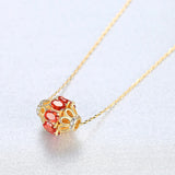 S925 Silver Necklace Hollow Ball Pendant Chain Zircon Pendant