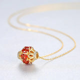 S925 Silver Necklace Hollow Ball Pendant Chain Zircon Pendant