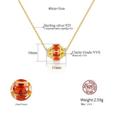 S925 Silver Necklace Hollow Ball Pendant Chain Zircon Pendant