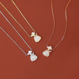 S925 Silver Necklace with Natural Hotan Jade Purse Pendant