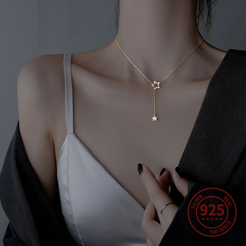 925 Silver Star Necklace Women