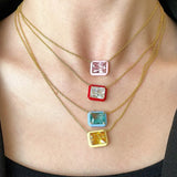 S925 Silver Necklace Candy Macarone Pendant Gemstone for Women Girl