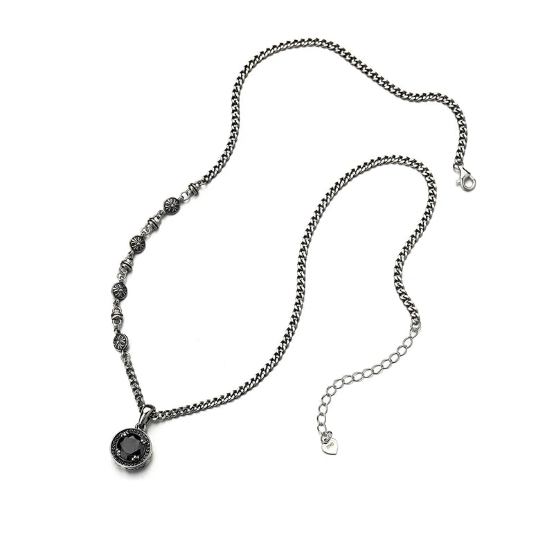 S925 Sterling Silver Necklace with Gemstone Pendant