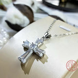 S925 Sterling Silver Cross Pendant w/ Moissanite Gemstone