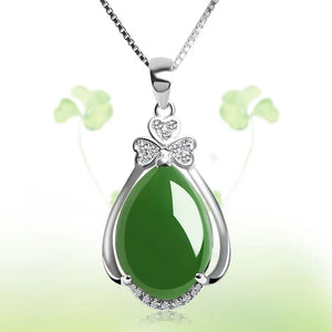 S925 Emerald Pendant Necklace 100% 925 Jewelry for Women