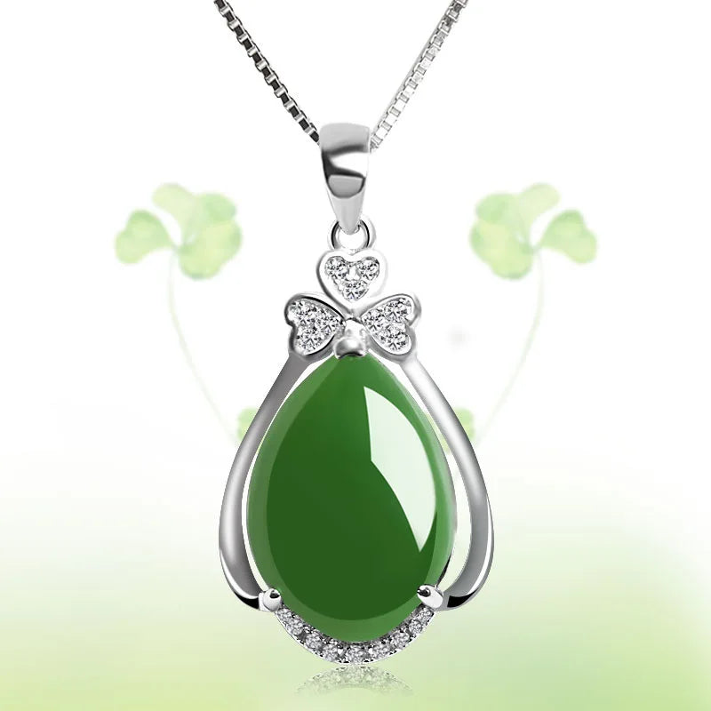 S925 Emerald Pendant Necklace 100% 925 Jewelry for Women