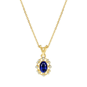 S925 Silver Necklace Sapphire Zircon Small Number Pendant