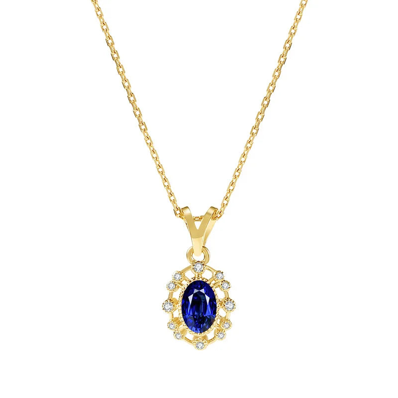 S925 Silver Necklace Sapphire Zircon Small Number Pendant