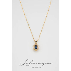 S925 Silver Necklace Sapphire Zircon Small Number Pendant