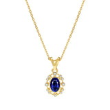 S925 Silver Necklace Sapphire Zircon Small Number Pendant