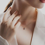 S925 Silver Necklace Sapphire Zircon Small Number Pendant