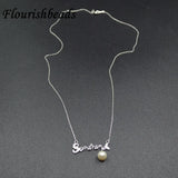 S925 Silver Necklace English Letters Pearl Collarbone Chain Couple Gift