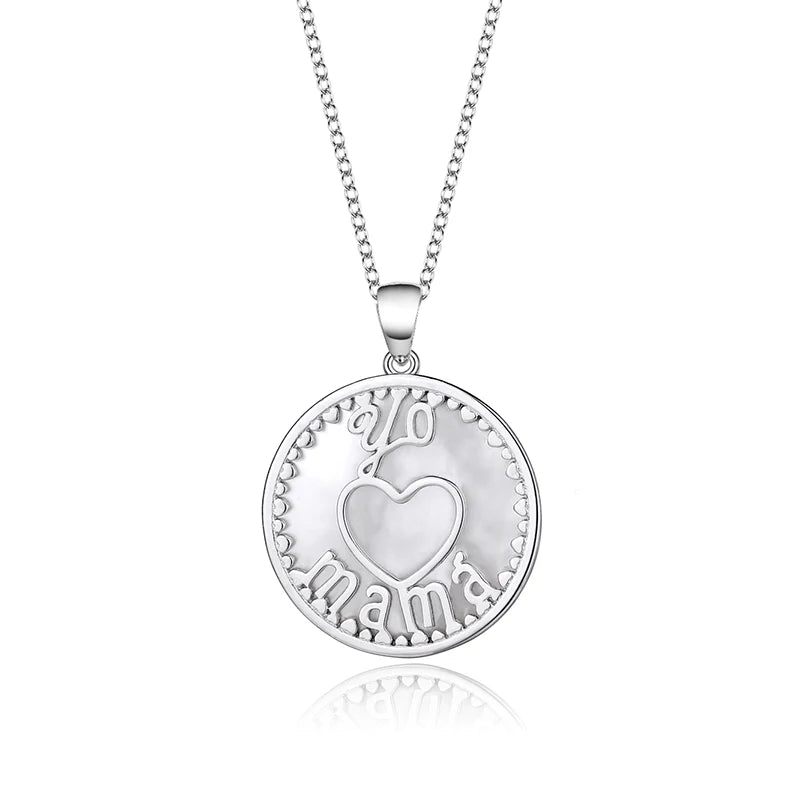 S925 Heart-Shaped Love Mama Necklace Natural Shell MOM Gift