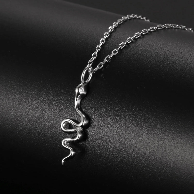 Snake Pendant Collar Chain Sterling Silver Necklace