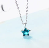 Sterling Silver Star Pendant Crystal Necklace Jewelry Gift