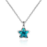 Sterling Silver Star Pendant Crystal Necklace Jewelry Gift