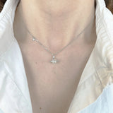 S925 Sterling Silver Necklace Star Ring Micro Set with Pearl Light Pendant