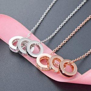 S925 Silver Necklace 3 Rings Diamond Small Fragrance Style