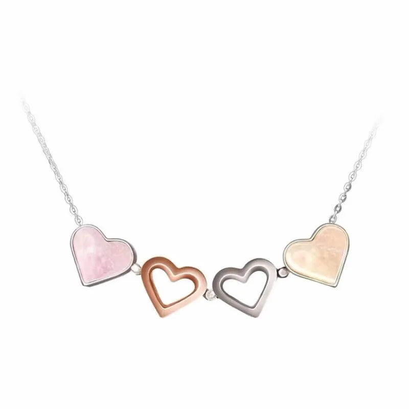 S925 Heart Pendant Cross Chain Choker Necklace Set