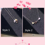 S925 Heart Pendant Cross Chain Choker Necklace Set