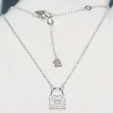 S925 Heart-Shaped Lock Necklace Crystal Diamond