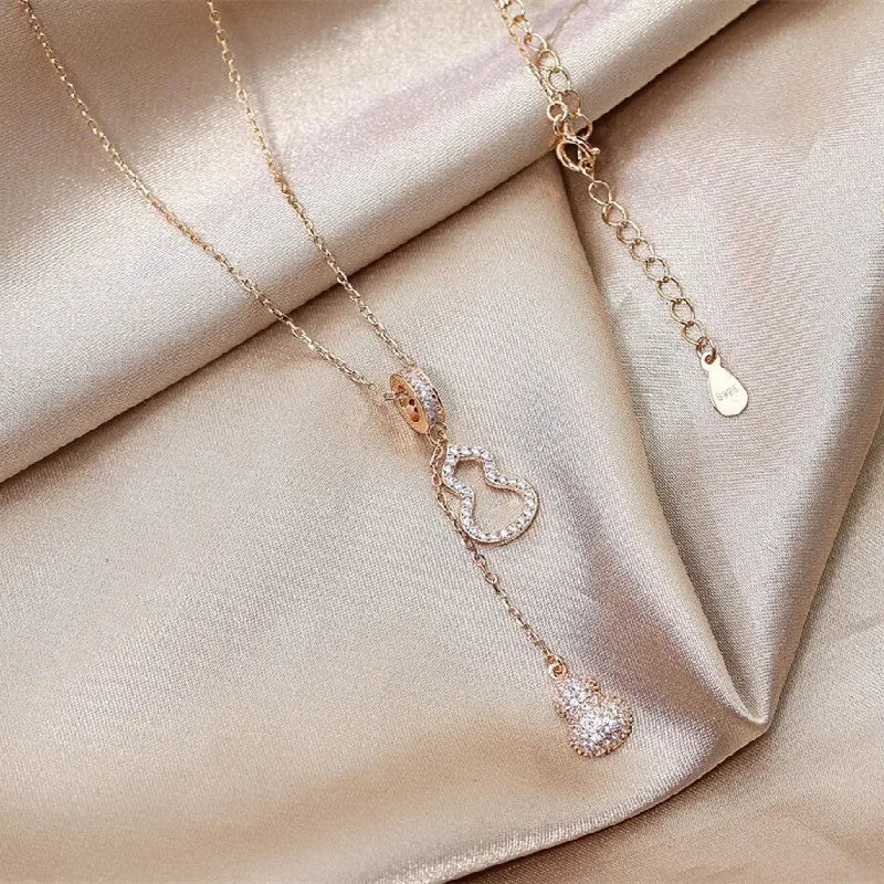 S925 Sterling Silver Gourd Pendant Necklace for Women