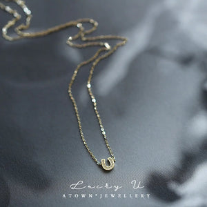 925 Silver Mini U-shaped Horseshoe Collar Chain Necklace
