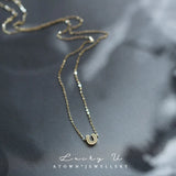 925 Silver Mini U-shaped Horseshoe Collar Chain Necklace