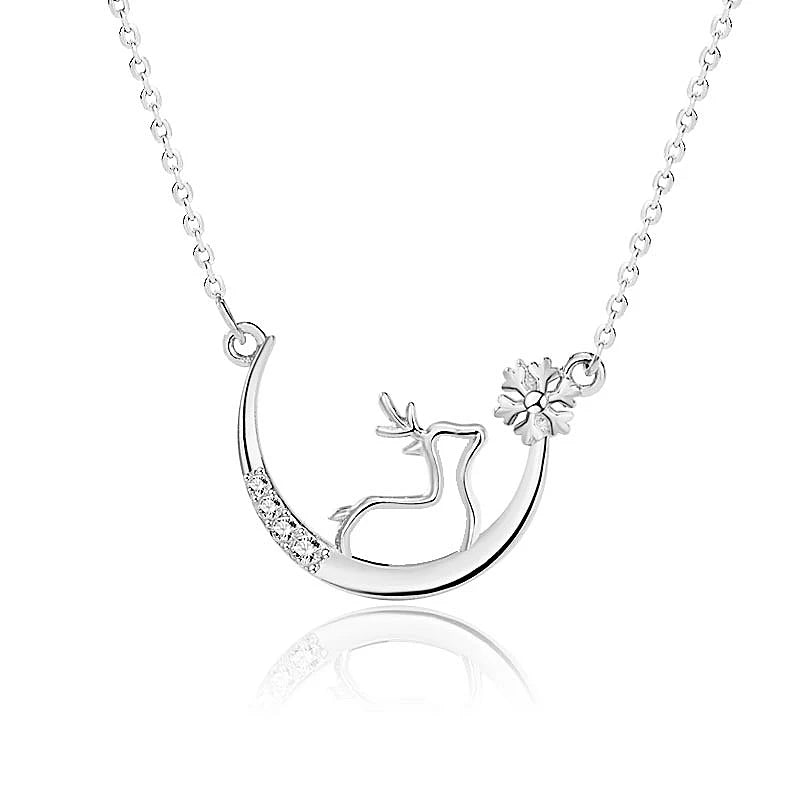 Moon Clavicle Chain Necklace Sterling Silver Jewelry