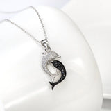 S925 Silver Double Dolphin Pendant Necklace for Women